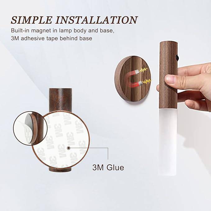 2 in 1  Wooden Night Light & Flashlight Motion Sensor-Fun & Stylish Lighting