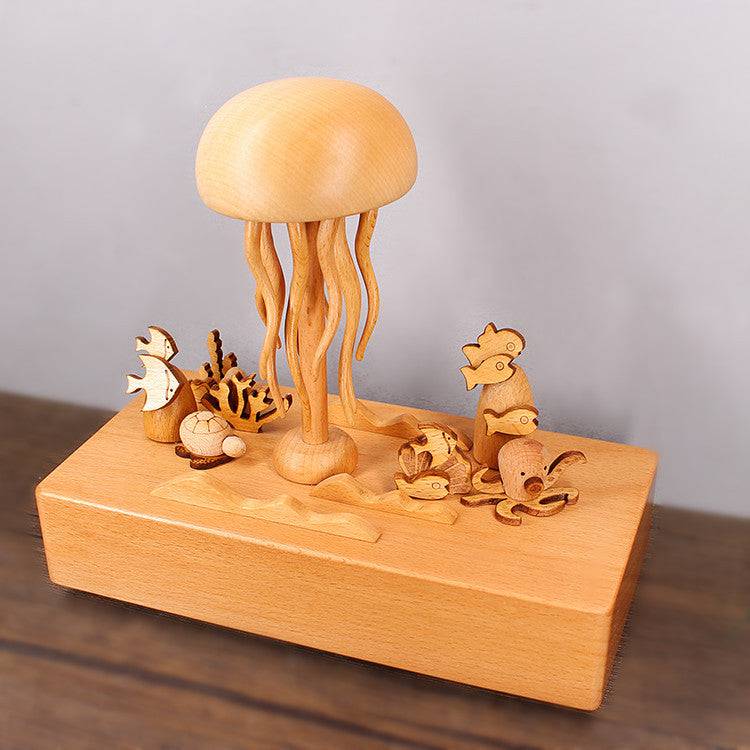 Handmade Jellyfish music box Wood Mechanical Jellyfish | EaseWoo