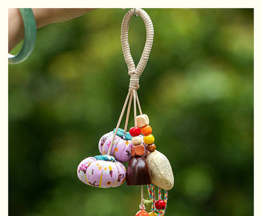 Dragon Boat Festival Seed Shell Sachet Charm — pink orchid cottagecore pendant on natural cord