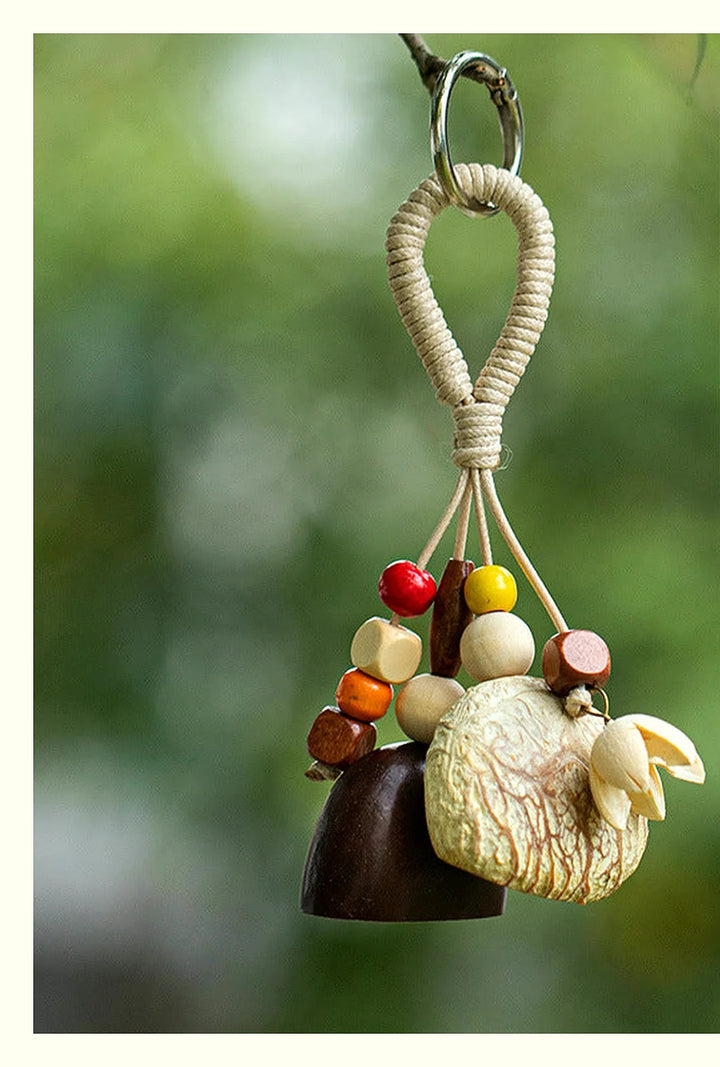 Natural Seed Shell Wind Chime Charm – Dragon Boat Festival Handmade Pendant