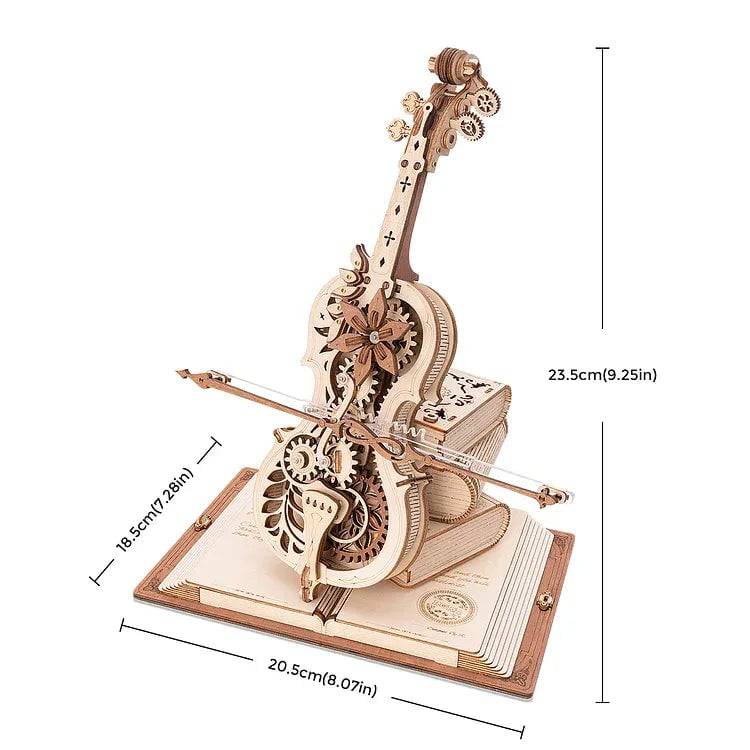 Robotime ROKR 3D Wooden Puzzle Magic Cello Mechanical Music Box Moveable Stem Funny Creative Toys for Child Girls AMK63