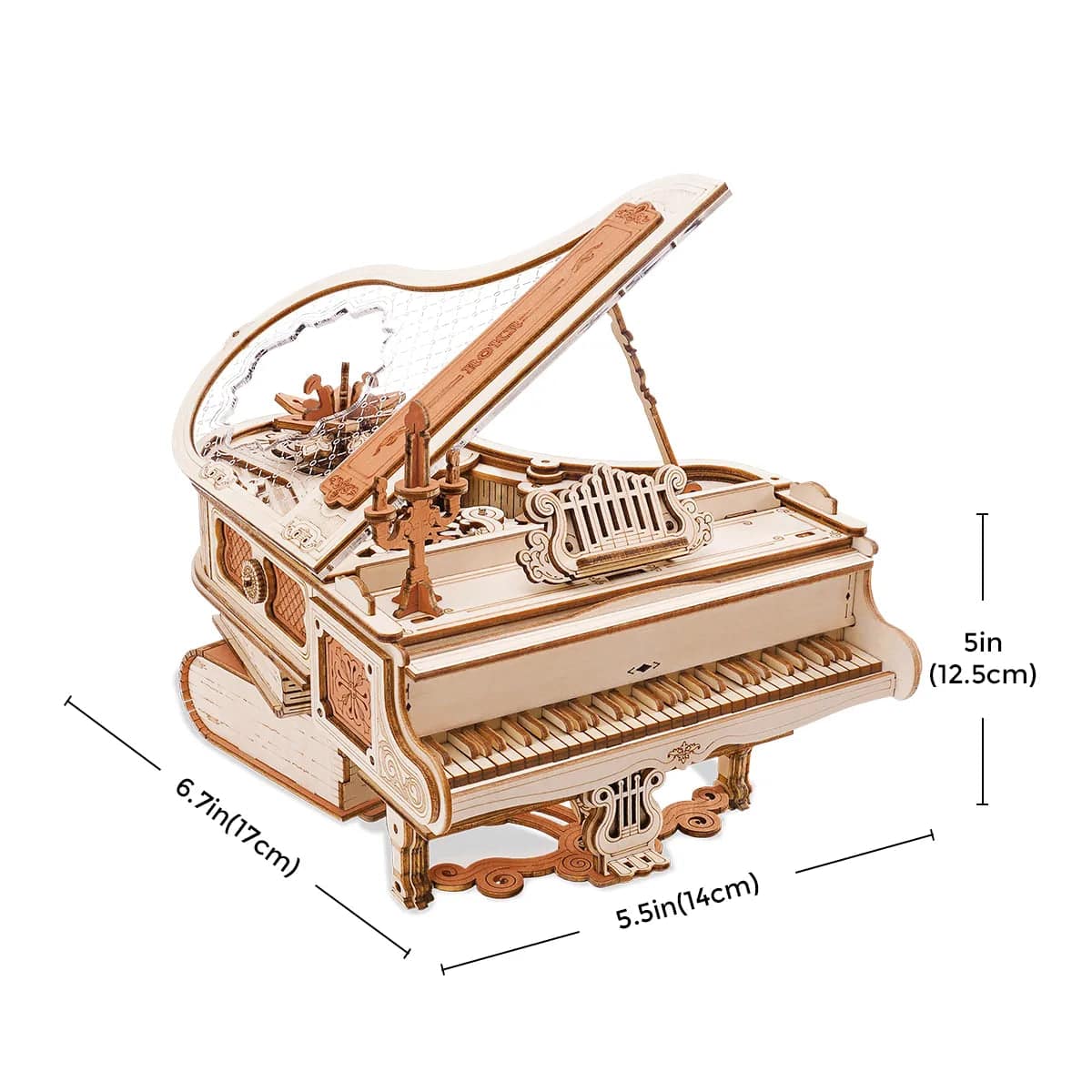 Robotime Rokr Magic Piano Mechanical Self-playing Music Box for Kids and Adults Building Block Kits Toys 3D Wooden Puzzle AMK81