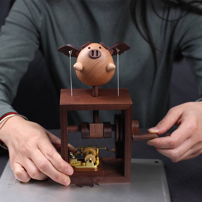 Original Handmade Wooden Craft Flying Pig - EaseWoo
