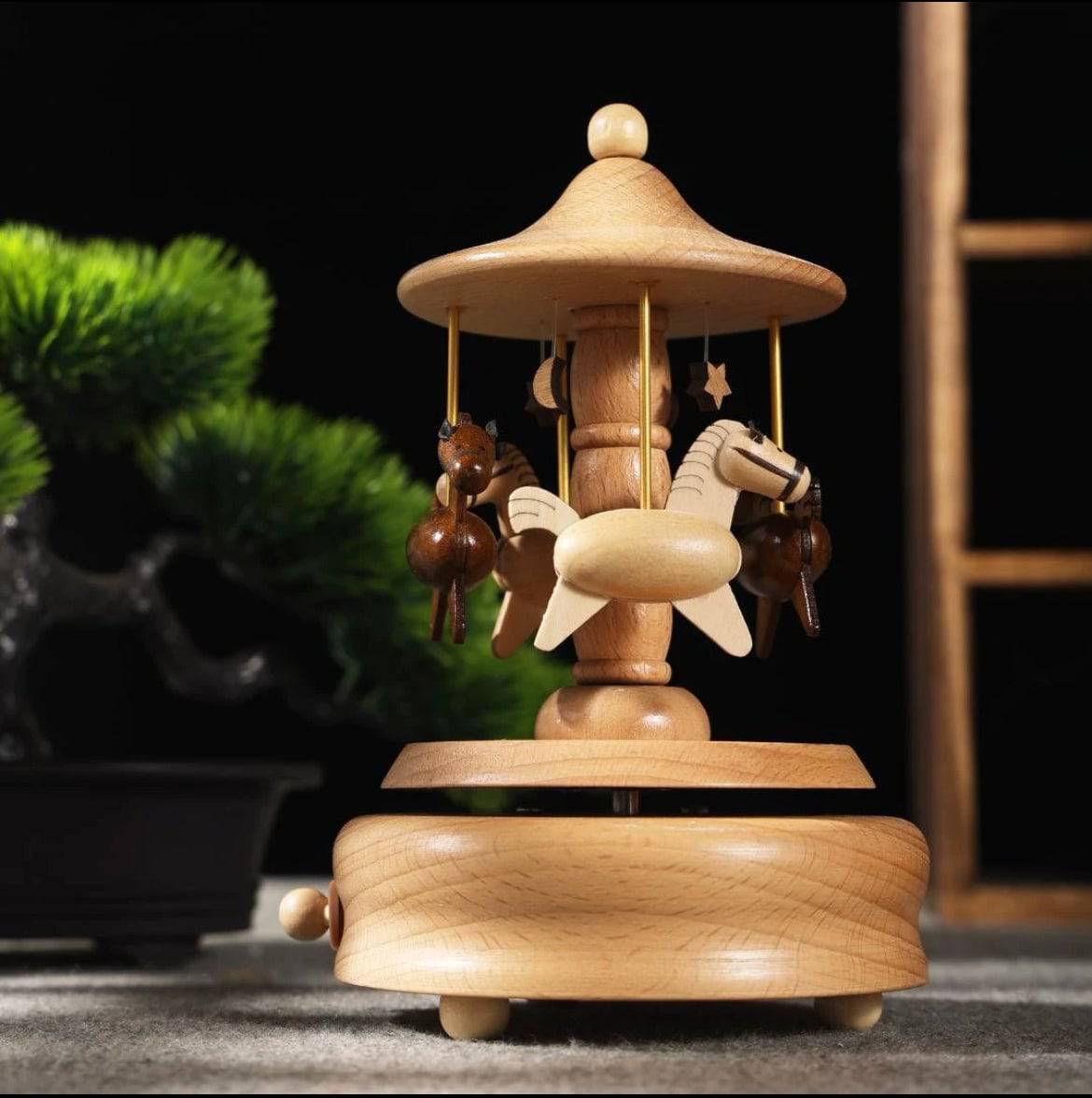 Handmade Wooden Craft Carousel - A Natural and Original Rotating Gift for Family and Friends - EaseWoo