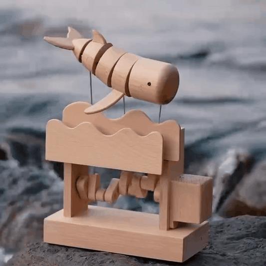 Original Hand Carved Wooden Automata Craft Floating Whale - EaseWoo
