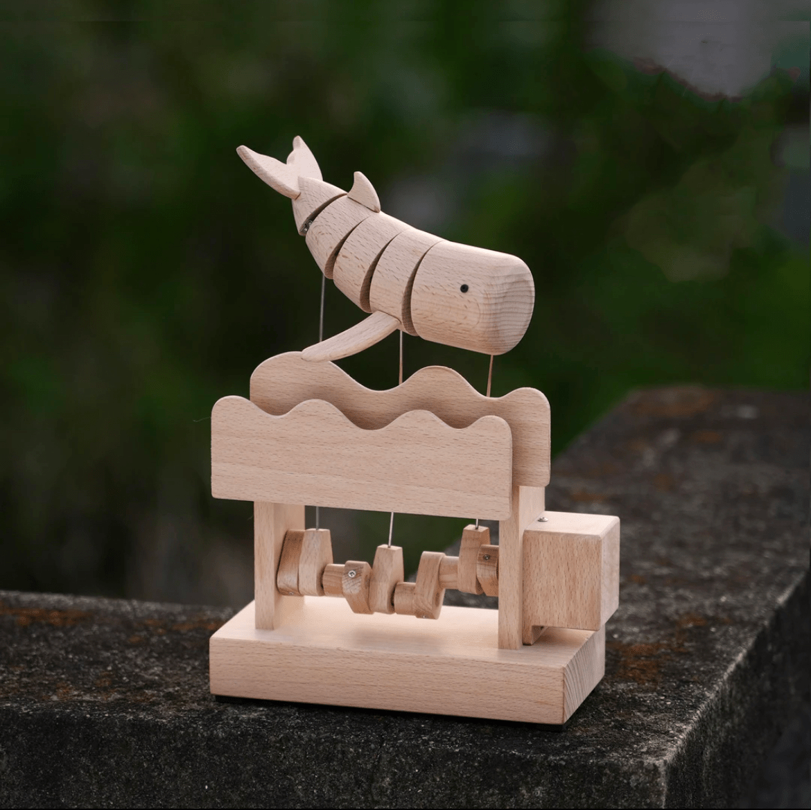 Original Hand Carved Wooden Automata Craft Floating Whale - EaseWoo