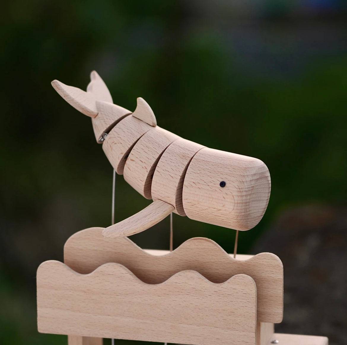 Original Hand Carved Wooden Automata Craft Floating Whale - EaseWoo