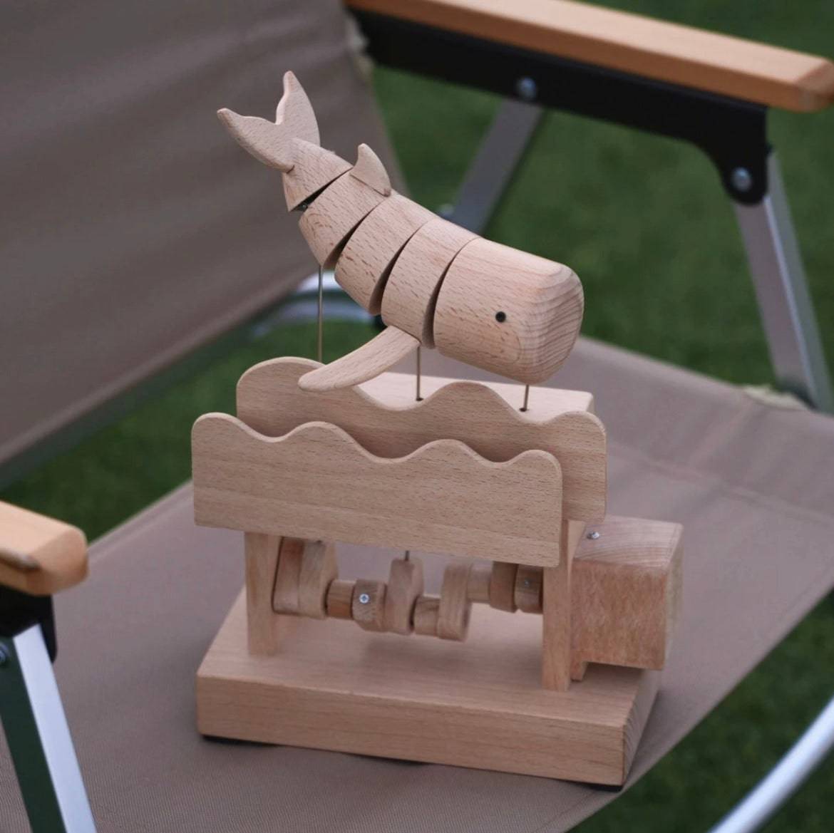 Original Hand Carved Wooden Automata Craft Floating Whale - EaseWoo