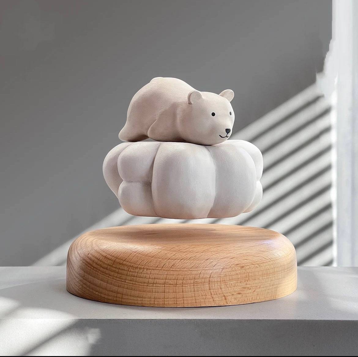 Original Handmade Wooden Craft Levitating White Polar Bear - A Charming and Healing Gift for Family and Friends - EaseWoo