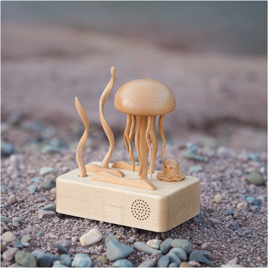 Original Mesmerizing Bluetooth Hand-Carved Wooden Jellyfish - EaseWoo