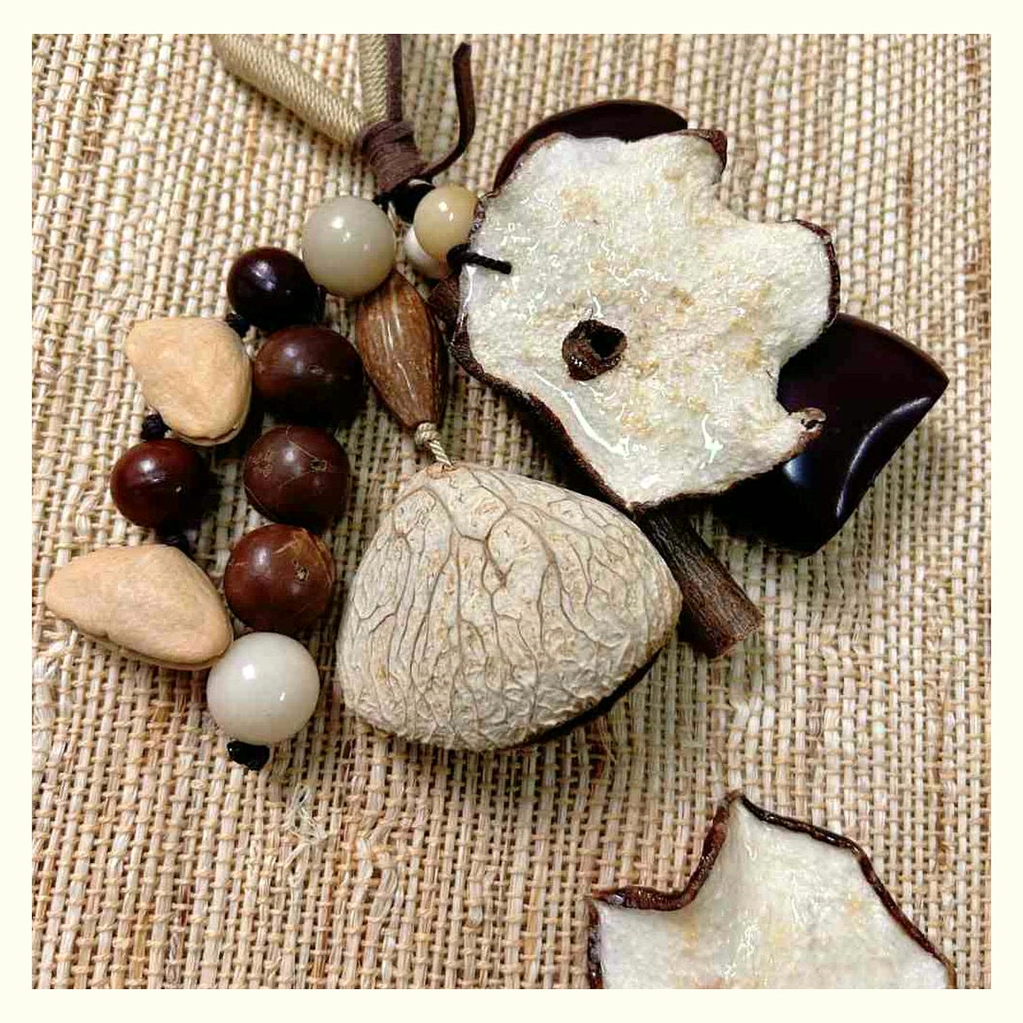 New Year Fruit Shell Rattle Charm - Pear Peach Wood