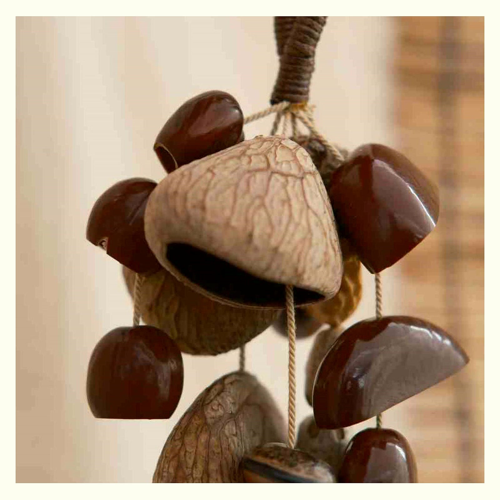 Vintage Natural Fruit Shell Rattle Charm - Wayang Shell